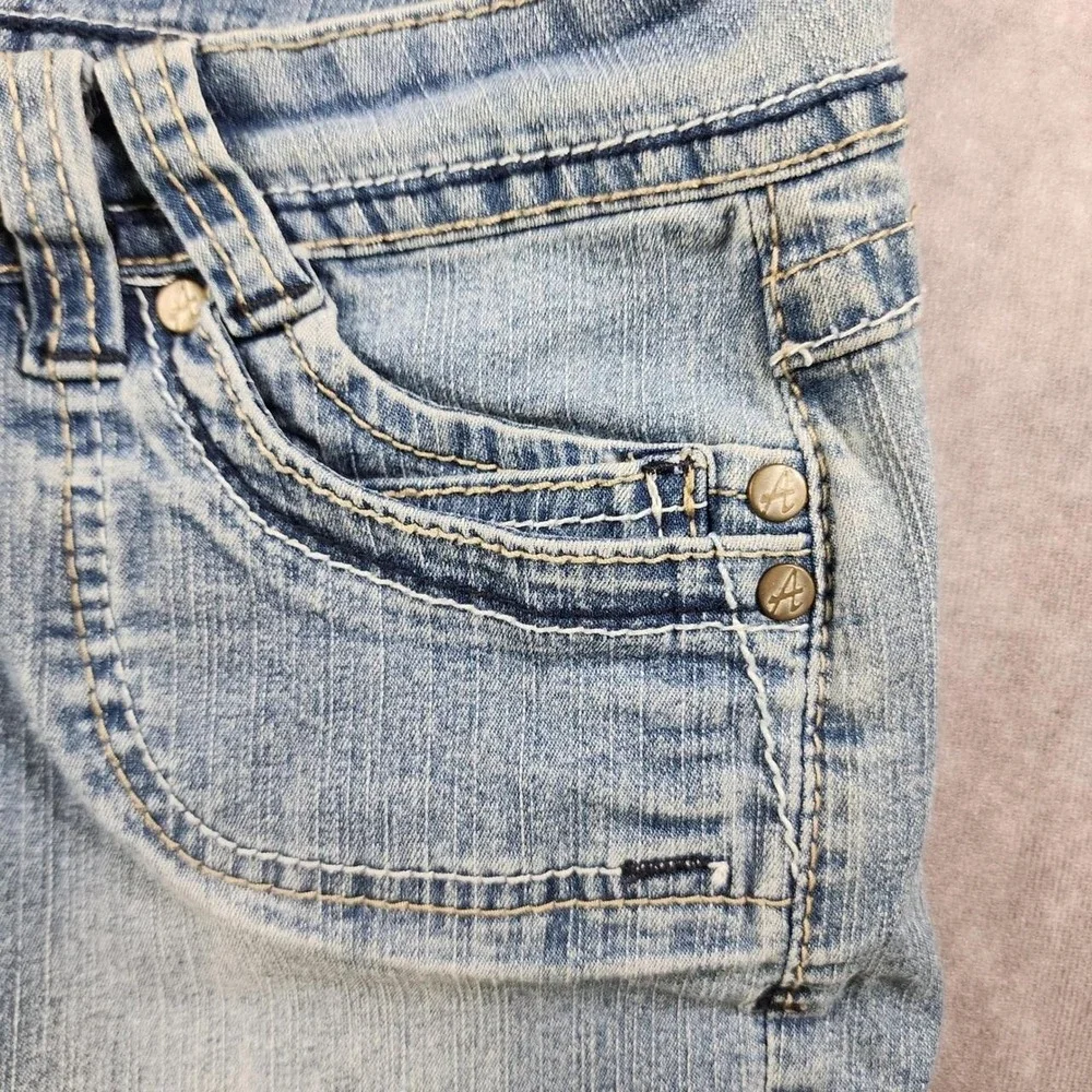 Angels Jeans Y2K Denim Bermuda Shorts 14 Light Wash Cuffed Jorts Flap Pockets